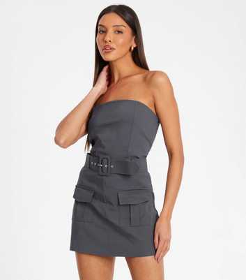 QUIZ Grey Belted Skirt Playsuit