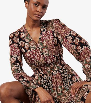 Apricot Green Patchwork Floral Print Mini Dress New Look