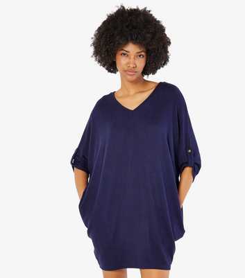 Apricot Navy Batwing Mini Dress