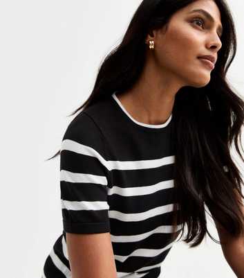 Black Knitted Striped Top