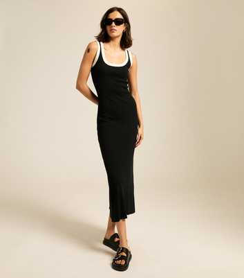 Black Ribbed Knit Maxi Dress