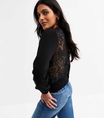 Black Knitted Lace Back Cardigan