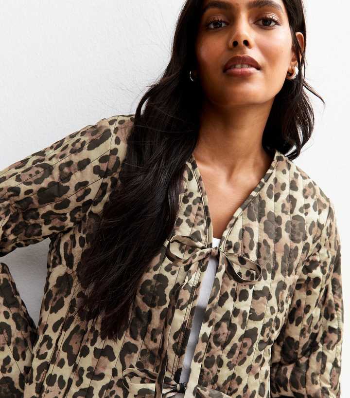 Brown Leopard Print Quilted Jacket