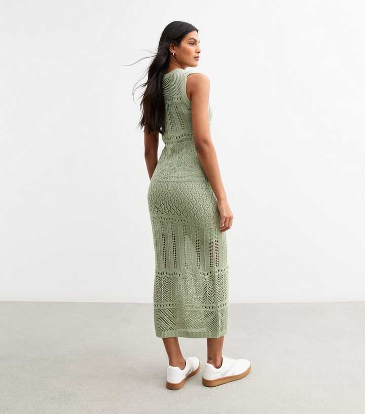 Light Green Open Knit Maxi Dress Light Green Open Knit Maxi Dress
