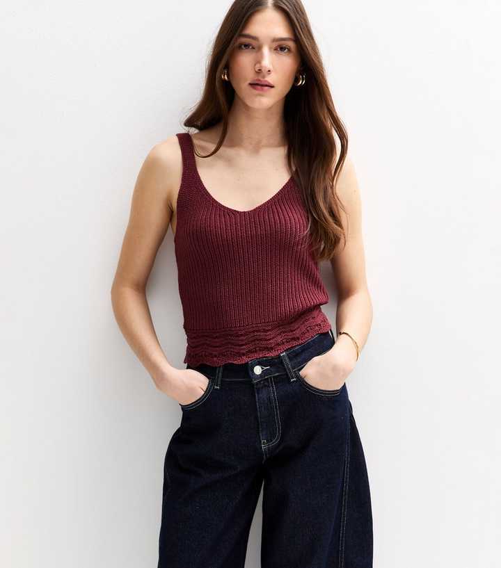 Burgundy V-Neck Knitted Vest