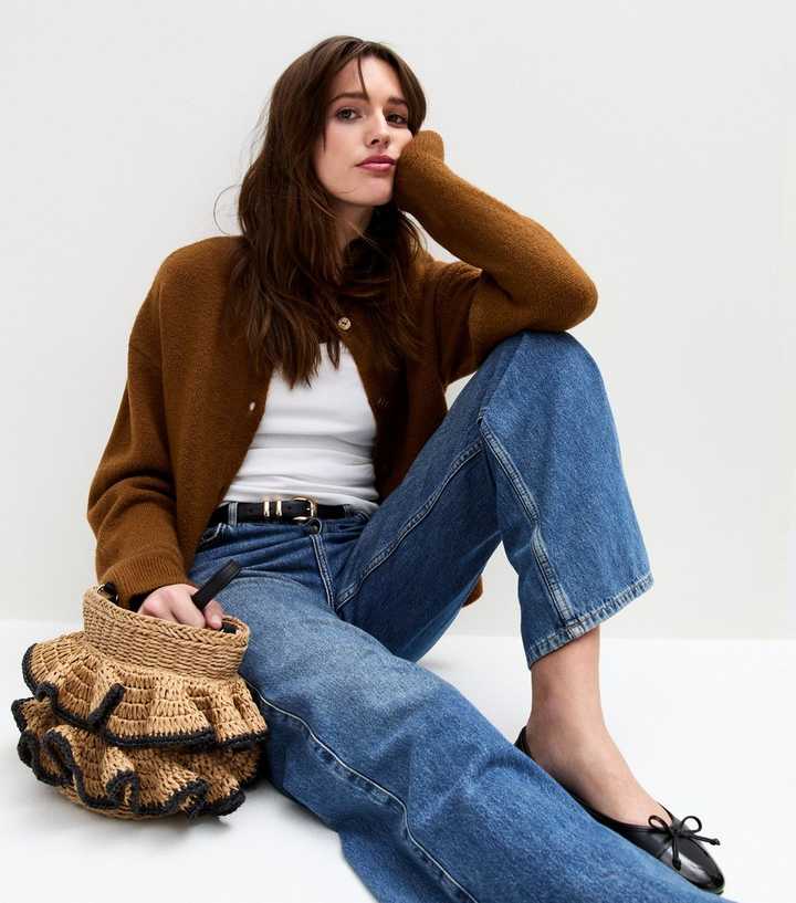 Brown Crew Neck Cardigan