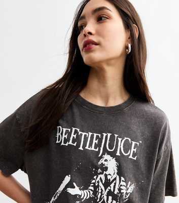 Grey Halloween Beetlejuice Print T-Shirt