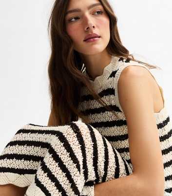 Black Striped Open Knit Maxi Dress