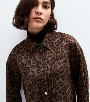 Brown Animal Print Faux Suede Shacket