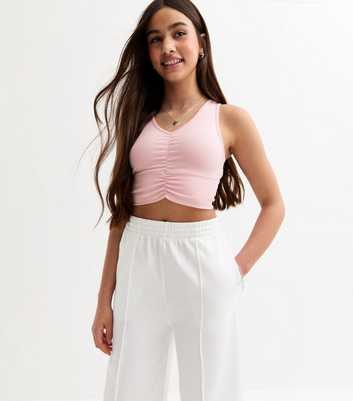 Girls Pink Ruched Front Bralet Top