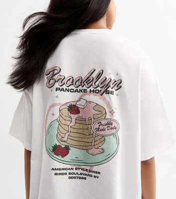 Girls White Brooklyn Pancake House Cotton T-Shirt