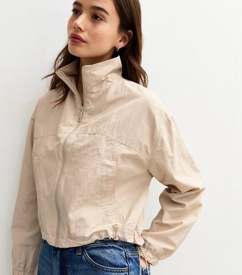 Stone High Neck Cropped Jacket | New Look
