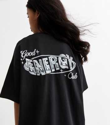 Girls Black Good Energy Club Cotton T-Shirt