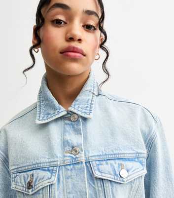 Girls Blue Oversized Denim Jacket