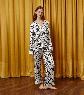 The Night Store Stone Marble Print Shirt and Trouser Pyjama Set