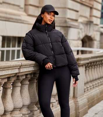 Gym King Black Crop Puffer Coat 