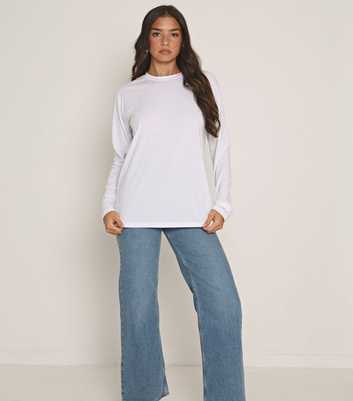 WKNDGIRL White Oversized Long Sleeve T-Shirt 