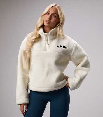 Gym King GKW Cream Pullover Quarter Zip Fleece  Sweatshirt