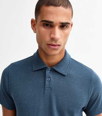 Navy Regular Textured Polo Top