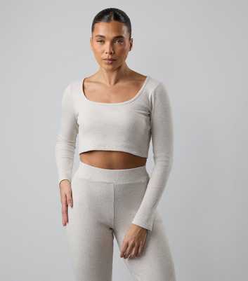 Gym King Cream Scoop Neck Ribbed Crop Top