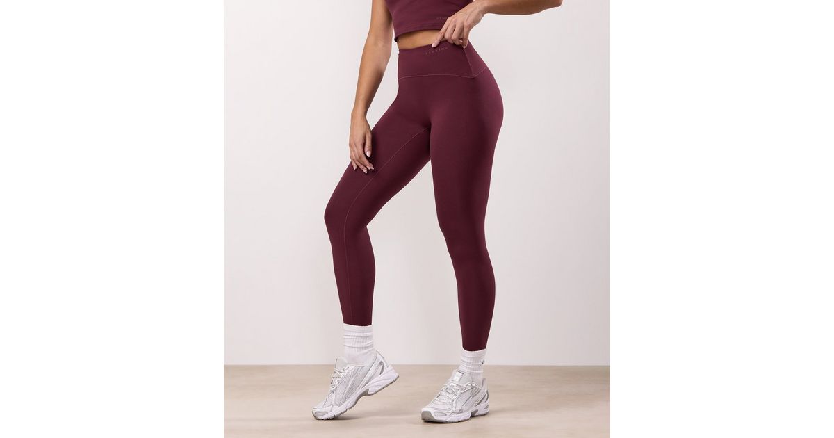 Gym King Burgundy Sculpting Seams Leggings New Look