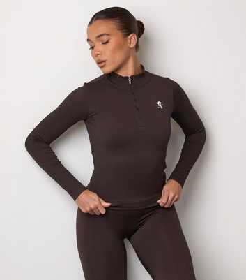 Gym King Dark Brown Formation Quarter Zip Top