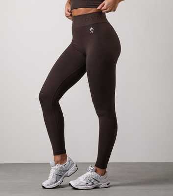 Gym King Dark Brown Formation Seamless Rib Legging