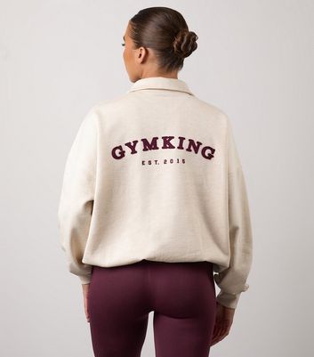 Gym King Cream Compose Oversized Quarter Zip New Look