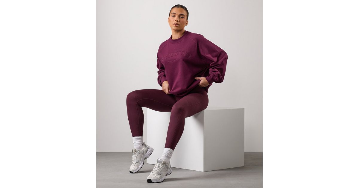 Gym King Burgundy Compose Oversized Sweatshirt New Look