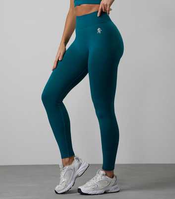 Gym King Turquoise High Waisted Logo Leggings