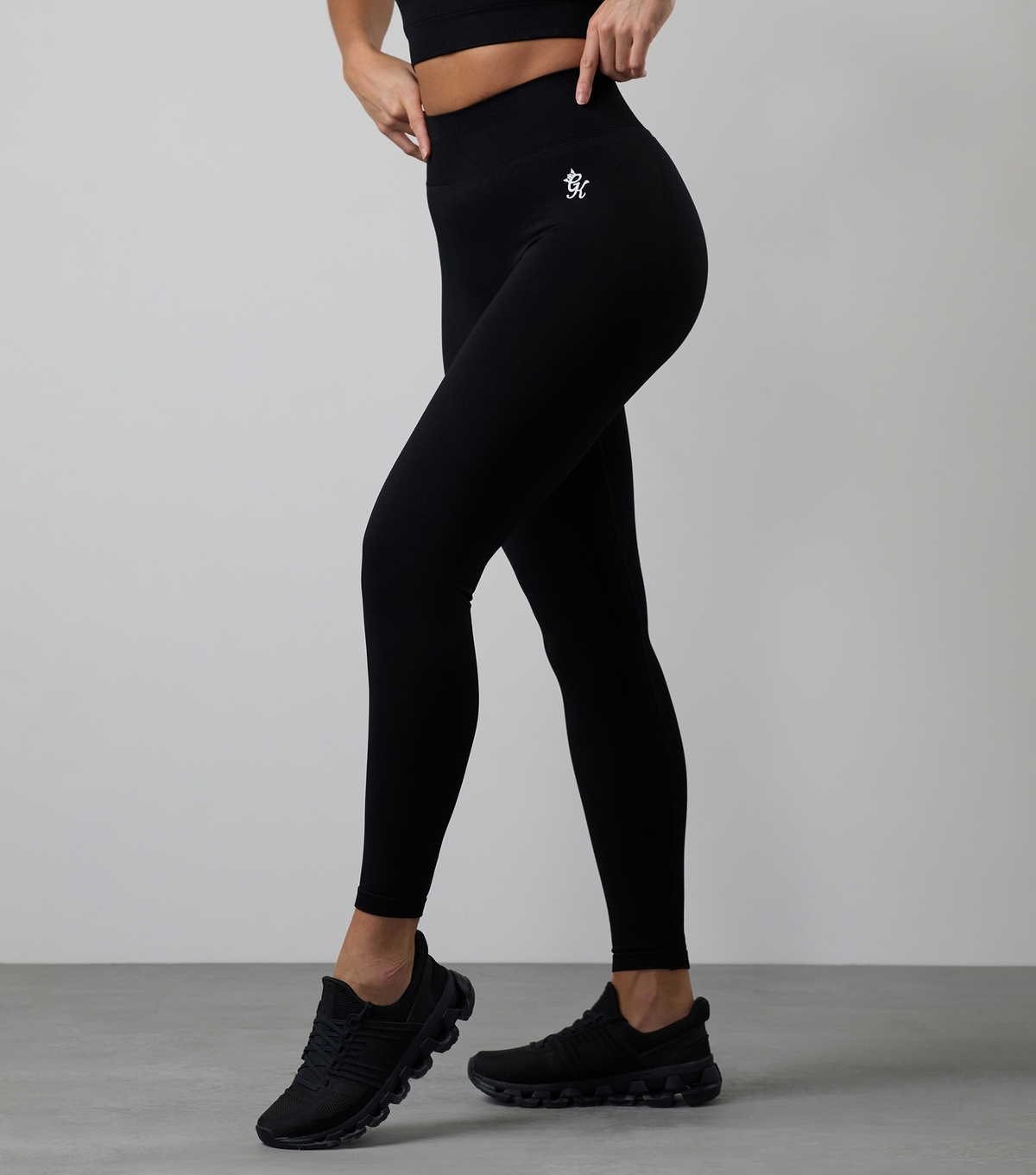 Women's Black High Waisted Logo Leggings Gym King New Look