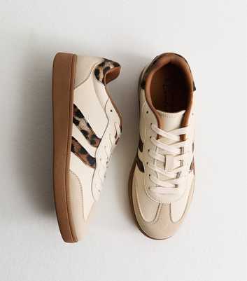 Stone Panelled Faux Suede Leopard Trim Trainers