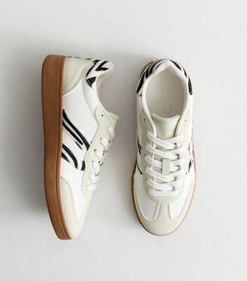White Faux Leather Zebra Trim Trainers