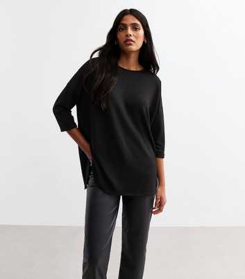 Black Soft Touch Three Quarter Sleeve Top