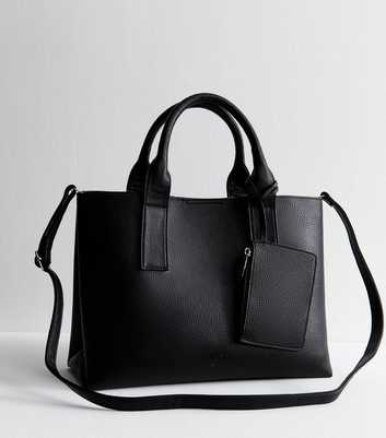 Black Faux Leather Large Tote and Purse Duo 