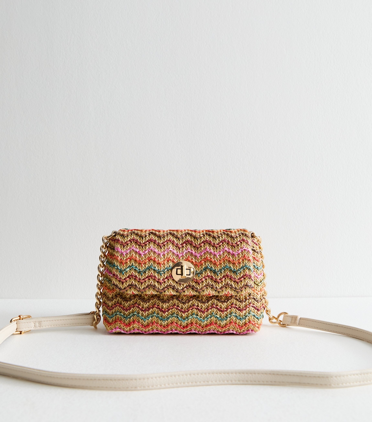 Multicolour Zig Zag Woven Mini Crossbody Bag New Look