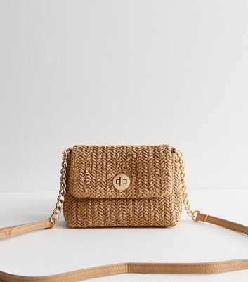 Brown Woven Crossbody Bag 