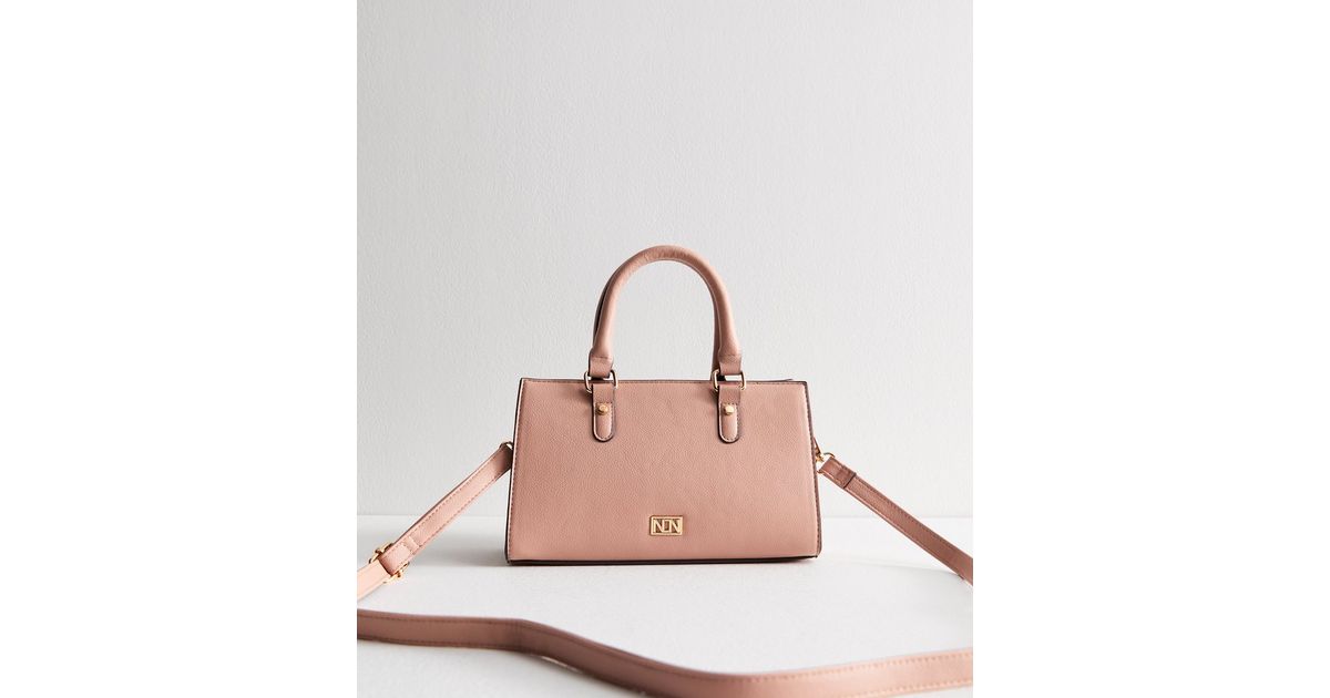 Faux Leather Top Handle Crossbody Bag