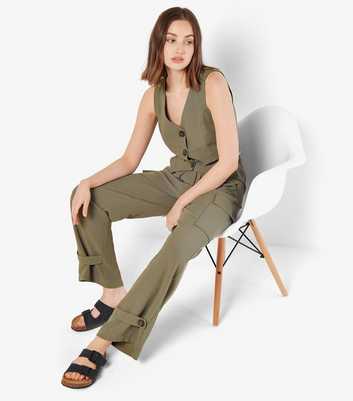 Apricot Olive Pinstriped Cargo Trousers