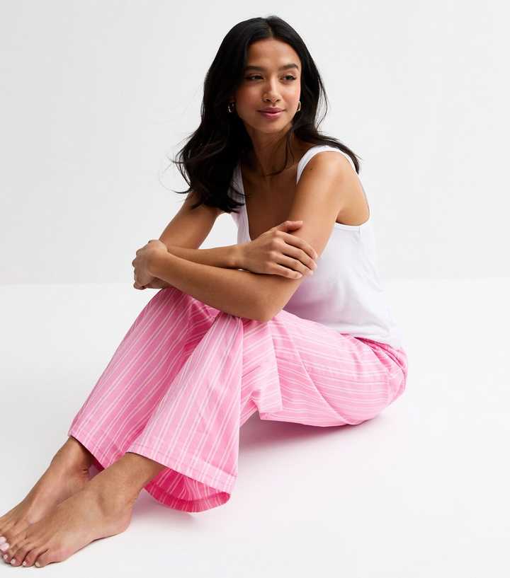 Petite Pink Striped Trousers and Vest Pyjama Set | New Look