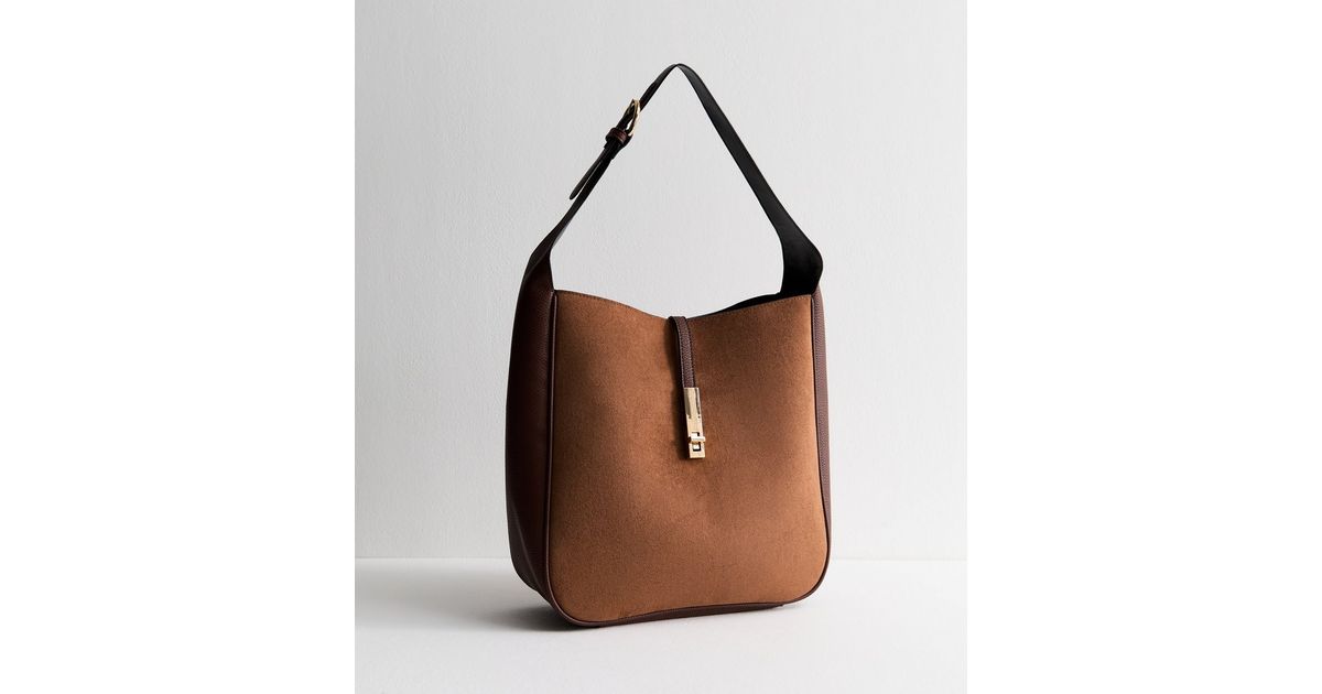 Faux Suede Flap Hobo Bag