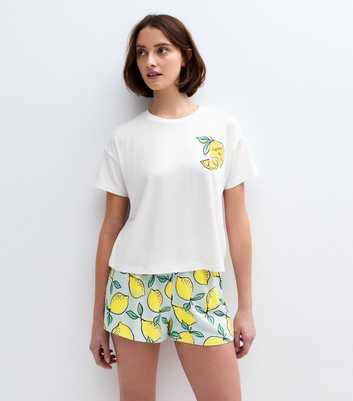 White Lemon Print Pyjamas