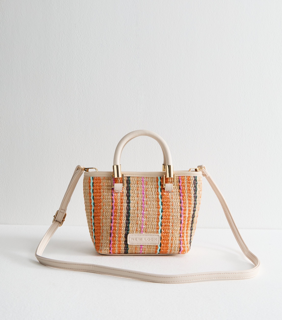 Multicolour Stripe Woven Mini Tote Bag New Look