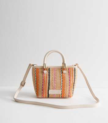 Multicolour Stripe Woven Mini Tote Bag