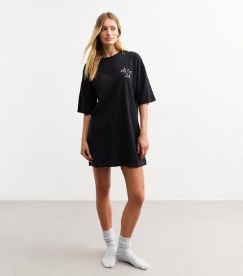 Black Self Tan Club T-Shirt Night Dress | New Look
