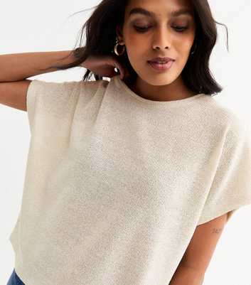 Cream Textured Shimmer T-Shirt