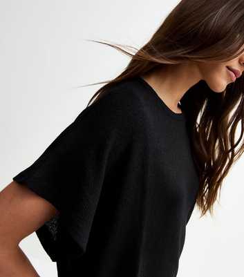Black Textured Relaxed Top
