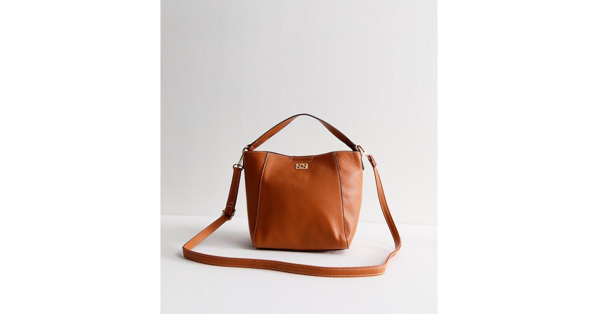 Brown Faux Leather Shopper Tote Bag