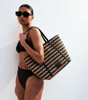 Black Woven Large Tote 