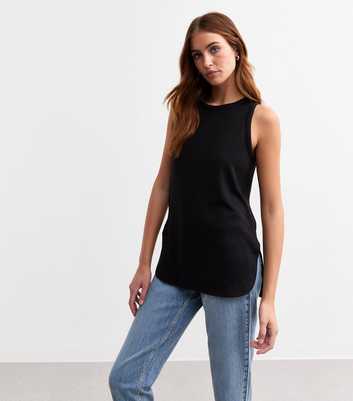 Tall Black Textured Round Neck Vest